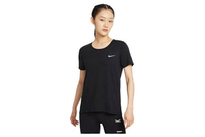 NNEKG Womens Dri FIT Run Short Sleeve Top (Black Bright Crimson Reflective Silver Size XL)