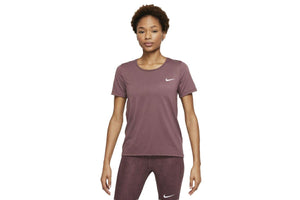 NNEKG Womens Dri FIT Run Short Sleeve Top (Dark Wine Black Reflective Silver Size M)