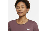 NNEKG Womens Dri FIT Run Short Sleeve Top (Dark Wine Black Reflective Silver Size S)