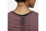 NNEKG Womens Dri FIT Run Short Sleeve Top (Dark Wine Black Reflective Silver Size L)