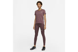 NNEKG Womens Dri FIT Run Short Sleeve Top (Dark Wine Black Reflective Silver Size L)