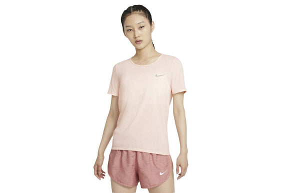 NNEKG Womens Dri FIT Run Short Sleeve Top (Pale Coral Black Reflective Silver Size S)