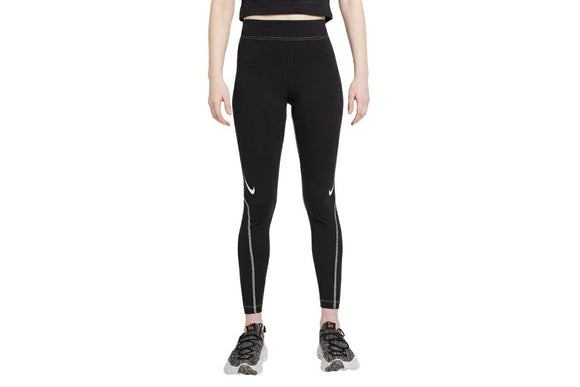 NNEKG Womens Sportswear Swoosh High Rise Leggings (Black White White Size XL)