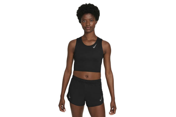 NNEKG Womens Dri FIT Race Crop Top (Black Reflective Silver Size XL)