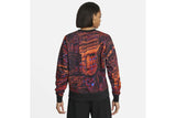 NNEKG Womens Sportswear Trend Fleece Crew All Over Print Sweatshirt (Black Orange Size M)