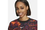 NNEKG Womens Sportswear Trend Fleece Crew All Over Print Sweatshirt (Black Orange Size M)