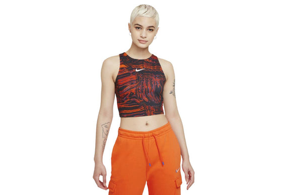 NNEKG Womens Sportswear All Over Print Tank (Black Orange Size XL)