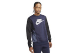 NNEKG Mens Sportswear Hybrid Fleece Crew Sweatshirt (Obsidian Black Thunder Blue Size L)