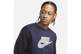 NNEKG Mens Sportswear Hybrid Fleece Crew Sweatshirt (Obsidian Black Thunder Blue Size 2XL)