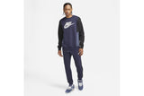 NNEKG Mens Sportswear Hybrid Fleece Crew Sweatshirt (Obsidian Black Thunder Blue Size 2XL)