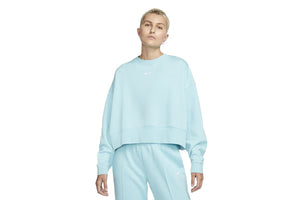 NNEKG Womens Sportswear Essential Fleece Oversized Crew Sweatshirt (Copa White Size M)