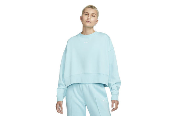 NNEKG Womens Sportswear Essential Fleece Oversized Crew Sweatshirt (Copa White Size XL)