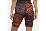 NNEKG Womens Sportswear Essential All Over Print Shorts (Black Orange Size M)