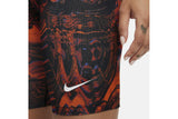 NNEKG Womens Sportswear Essential All Over Print Shorts (Black Orange Size L)