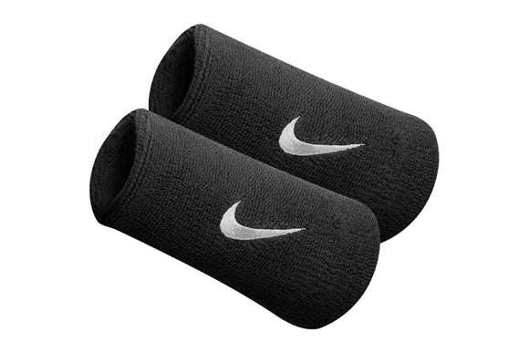 NNEKG Swoosh Doublewide Wristbands 2 Pack (Black White)