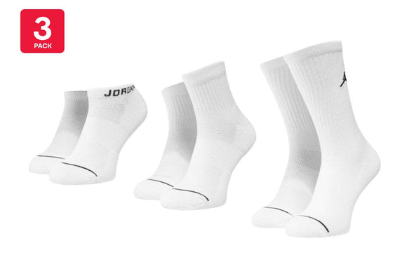 NNEKG Unisex 3 Pack Jordan Everyday Max Socks (White White White Size XL)
