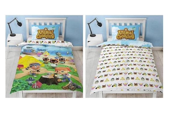 NNEKG Animal Crossing Beach Kids Single Reversible Quilt Cover Set