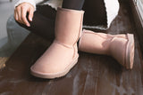 NNEKGE Boots Short Classic Premium Double Face Sheepskin (Pink Size 6M 7W US)