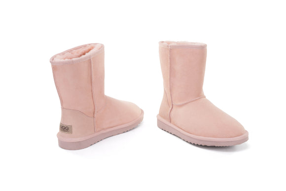 NNEKGE Boots Short Classic Premium Double Face Sheepskin (Pink Size 6M 7W US)