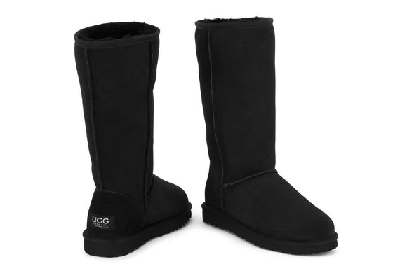 NNEKG Boots Long Classic Premium Double Face Sheepskin (Black 12M 13W US)