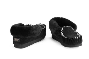 NNEKGE Moccasins Premium Sheepskin (Black Size 8M 9W US)