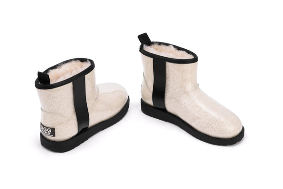NNEKGE Boots Mini Classic Premium Sheepskin (Clear Natural Size 10M 11W)