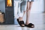NNEKGE Shearling Slides (Black Size 6M 7W US)