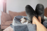 NNEKGE Shearling Slip On Slippers (Grey Size 9M 10W US)