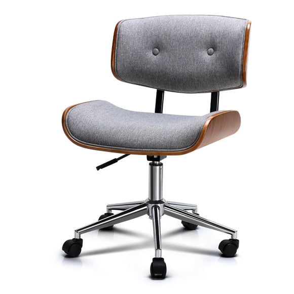 NNEDSZ Wooden Office Chair Fabric Computer Chairs Bentwood Seat Grey