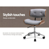 NNEDSZ Wooden Office Chair Fabric Computer Chairs Bentwood Seat Grey