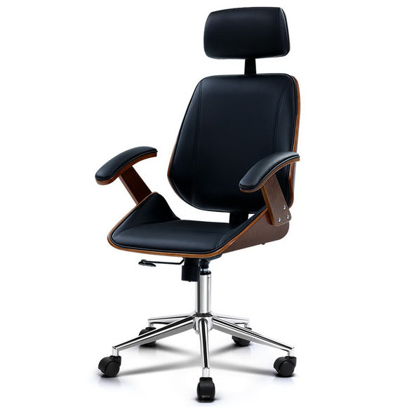 NNEDSZ Wooden Office Chair Computer Gaming Chairs Executive Leather Black