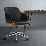 NNEDSZ Wooden Office Chair Computer PU Leather Desk Chairs Executive Black Wood