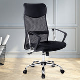 NNEDSZ PU Leather Mesh High Back Office Chair - Black