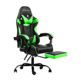 NNEDSZ Office Chair Gaming Chair Computer Chairs Recliner PU Leather Seat Armrest Footrest Black Green