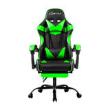 NNEDSZ Office Chair Gaming Chair Computer Chairs Recliner PU Leather Seat Armrest Footrest Black Green