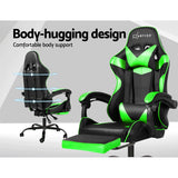 NNEDSZ Office Chair Gaming Chair Computer Chairs Recliner PU Leather Seat Armrest Footrest Black Green
