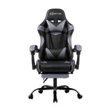NNEDSZ Office Chair Gaming Chair Computer Chairs Recliner PU Leather Seat Armrest Footrest Black Grey