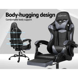 NNEDSZ Office Chair Gaming Chair Computer Chairs Recliner PU Leather Seat Armrest Footrest Black Grey