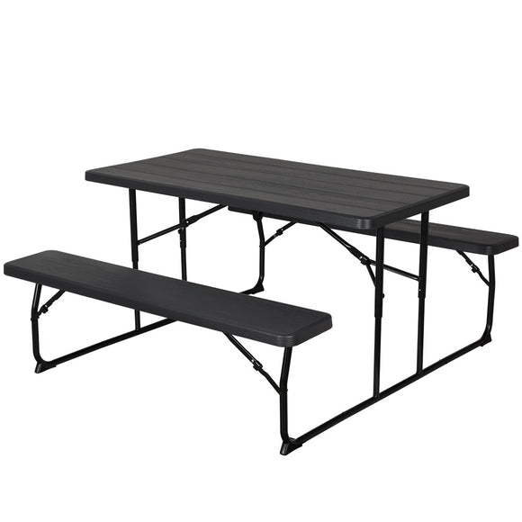 NNEDSZ 3 PCS Outdoor Dining Set Picnic Patio Bench Set Camp Folding Table HDPE