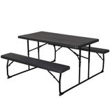 NNEDSZ 3 PCS Outdoor Dining Set Picnic Patio Bench Set Camp Folding Table HDPE