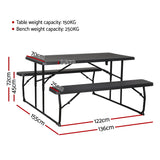 NNEDSZ 3 PCS Outdoor Dining Set Picnic Patio Bench Set Camp Folding Table HDPE