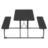 NNEDSZ 3 PCS Outdoor Dining Set Picnic Patio Bench Set Camp Folding Table HDPE