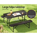 NNEDSZ 3 PCS Outdoor Dining Set Picnic Patio Bench Set Camp Folding Table HDPE