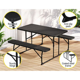 NNEDSZ 3 PCS Outdoor Dining Set Picnic Patio Bench Set Camp Folding Table HDPE