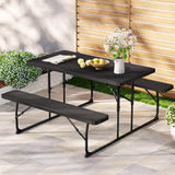 NNEDSZ 3 PCS Outdoor Dining Set Picnic Patio Bench Set Camp Folding Table HDPE