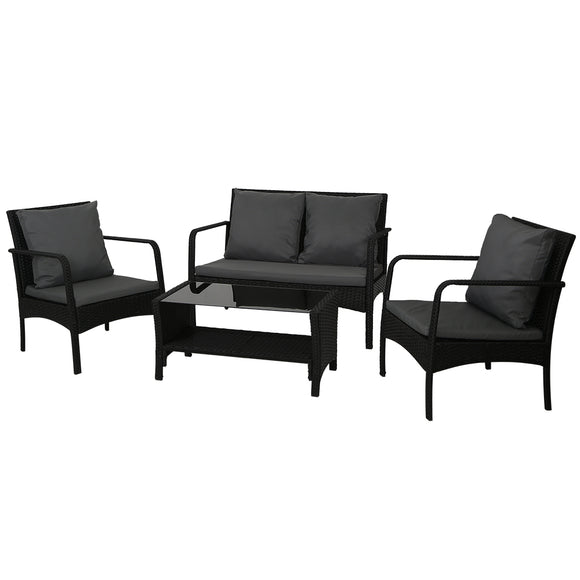 NNEDSZ Furniture Lounge Table Chairs Garden Patio Wicker Sofa Set
