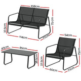 NNEDSZ Outdoor Lounge Setting Garden Patio Furniture Textilene Sofa Table Chair