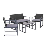 NNEDSZ 4PC Outdoor Furniture Patio Table Chair Black