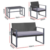 NNEDSZ 4PC Outdoor Furniture Patio Table Chair Black