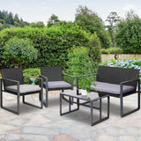 NNEDSZ 4PC Outdoor Furniture Patio Table Chair Black